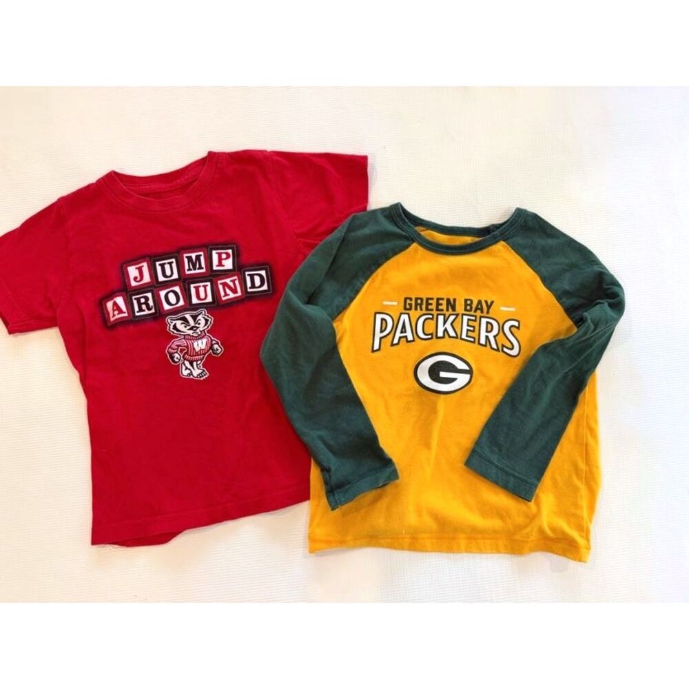 Wisconsin Badgers Green Bay Packers Shirts Toddler 3T Boys Sports Lot of 2